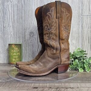 Lucchese 1883 Western Cowgirl Boots Leather Embroidered Square Toe Women 6.5 B
